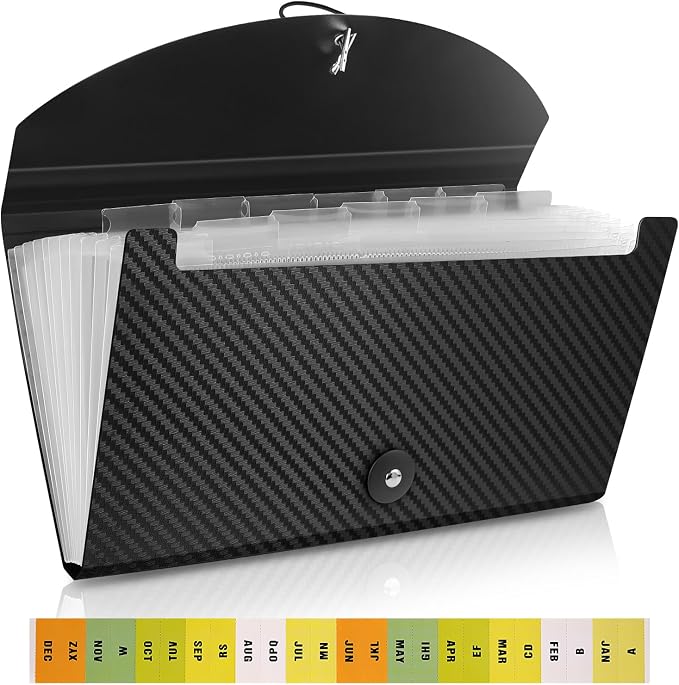 Accordion File Folder with Tabs and Elastic Closure, 13 Pocket File Organizer by Aabicku