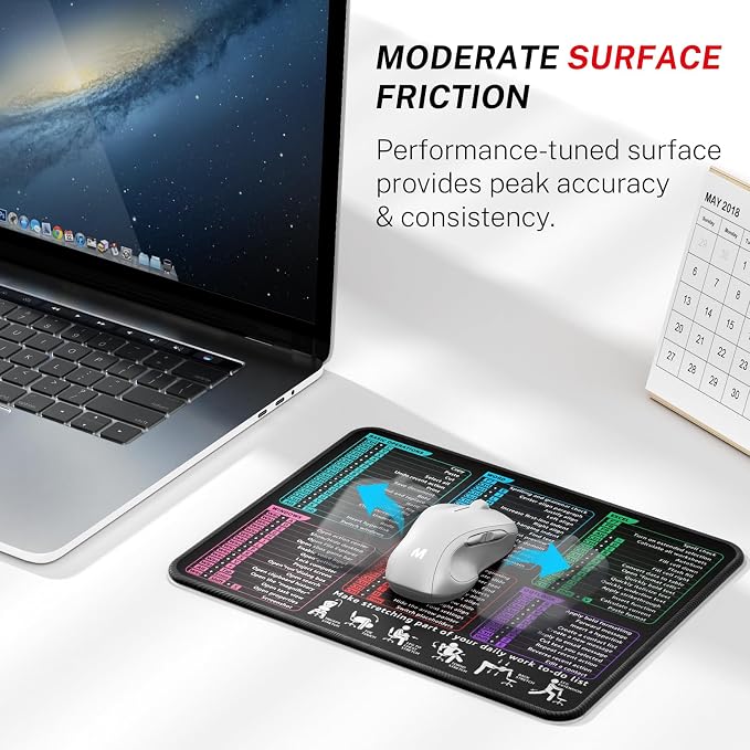 MROCO Essential Office & Gaming Mouse Pad, 8.5 x 11 Inch, Shortcuts | Anti-Fray - Image 2