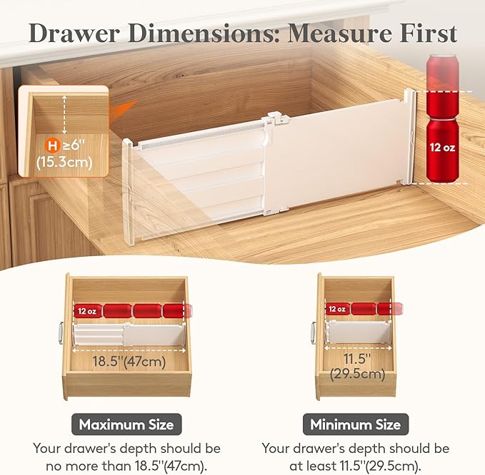 Lifewit 6" Tall 9 Pack Drawer Dividers, 11.5"-18.5" Adjustable Deep Drawer - Image 3