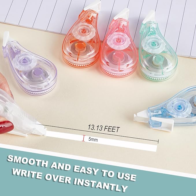 White Correction Tape, 6 Pack, 13.13 Feet Mini Correction Tape, Writing - Image 3
