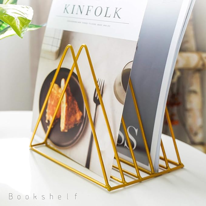 QPEY Triangle File Holder, 5 Slot Metal Vinyl Record Stand Holder Magazine - Image 6