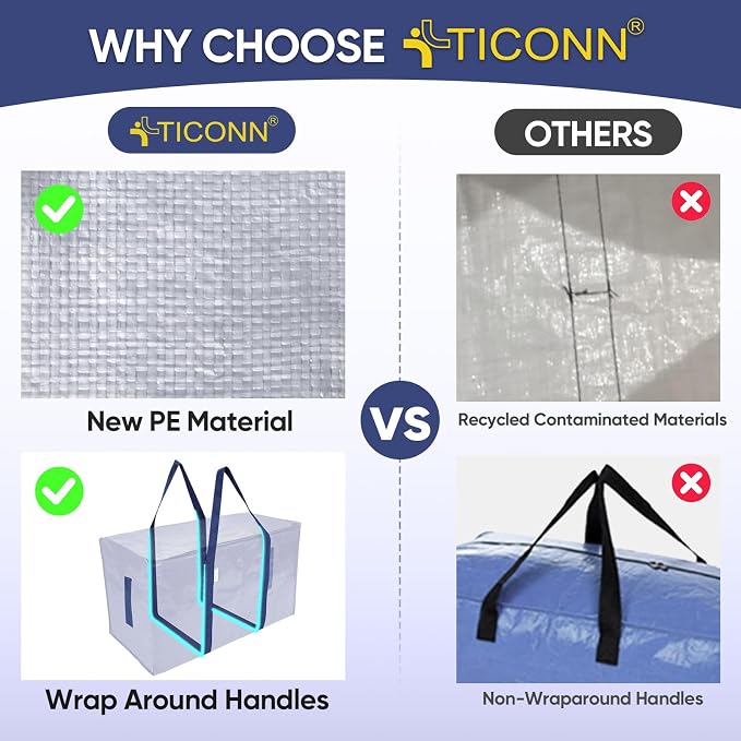 TICONN 2 Pack Extra Large Moving Bags Heavy Duty - Image 4