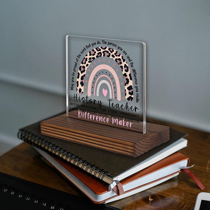 History Teacher Gift Desk Sign Appreciation Plaque, Difference Maker Thank You - Image 2
