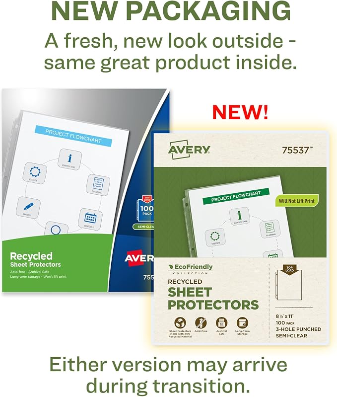 Avery EcoFriendly Recycled Economy Sheet Protectors, Semi-Clear, Top Load - Image 2
