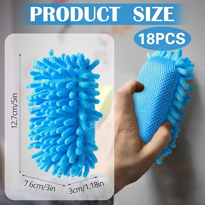 Sherr 18 Pcs Microfiber Shag Magnetic Dry Erase Erasers Washable Whiteboard - Image 2