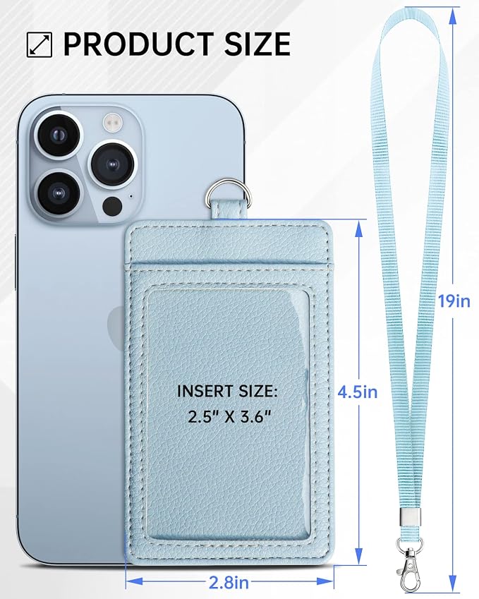 Teskyer Badge Holder with Lanyard, Leather ID Name Badge Card Holder with - Image 7