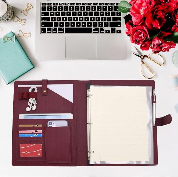 Wonderpool A4 PU Leather Portfolio Holder Ring File Document Case - Image 6