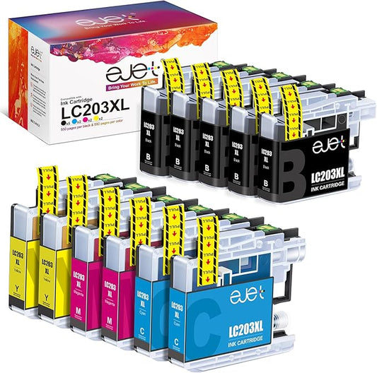 LC203XL LC201 Ink Cartridges Compatible for Brother LC203 Ink Cartridges LC203BK LC201XL Use for Brother MFC-J480DW MFC-J485DW MFC-J880DW MFC-J4420DW(11 Pack: 5 Black, 2 Cyan, 2 Magenta, 2 Yellow)-DeskLoop Office