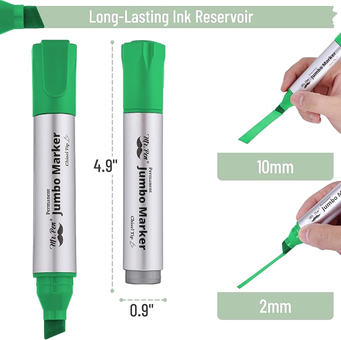 Mr. Pen- Jumbo Permanent Markers, 4 Pack, Chisel Tip, Wide Tip | Large - Image 4