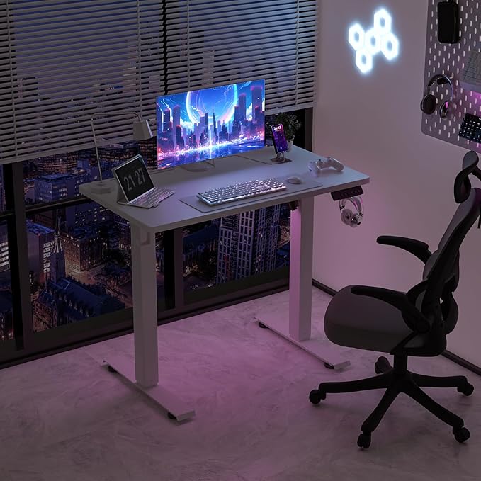 35 * 20 Electric Standing Desk, Adjustable Height Sit Stand Up Desk, Motorized Home Office Computer Gaming Workstation Desk-DeskLoop Office