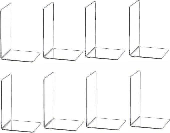 Clear Bookends for Heavy Books, Plastic Heavy Duty Book Holders Standand by Cqacrylic