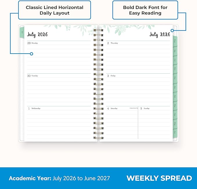 Blue Sky 2026-2027 Weekly and Monthly Academic Year Planner Calendar, July 2026 - Image 3