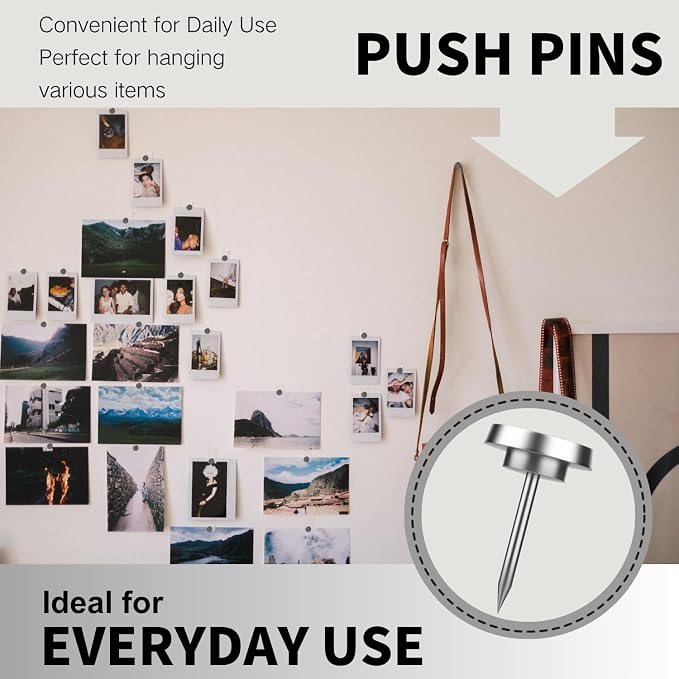 30 PCS Metal Silver Push Pins for Wall Thumb Tacks for Walls Flat thumbtacks - Image 4