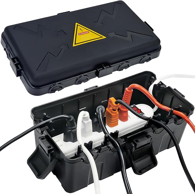 Hrensaw Medium Outdoor Electrical Box, Weatherproof Connection Box w/6 Cable by Hrensaw