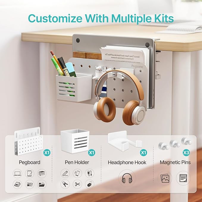 PEGZONE Desk Side Storage Organizer, No Drill Under Desk Laptop Holder - Image 5