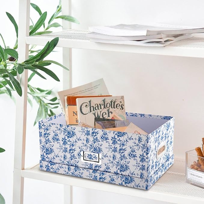 Briful Set of 2 Blue and White Porcelain-Style Storage Boxes - Image 5