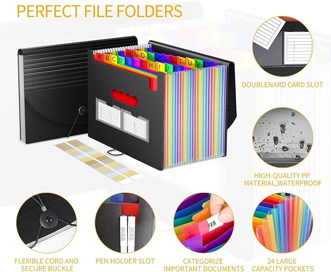 Accordion File Organizer Expanding File Folders, 25 Pockets Document Organizer - Image 4