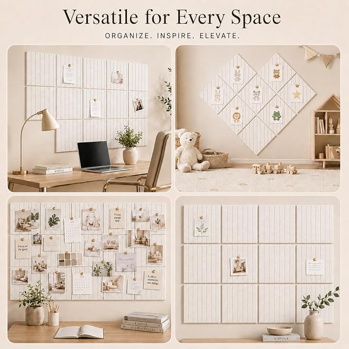 Stripe Felt Bulletin Board Tiles, Cork Board Alternative 48 x 36 in | 0.35 in - Image 6