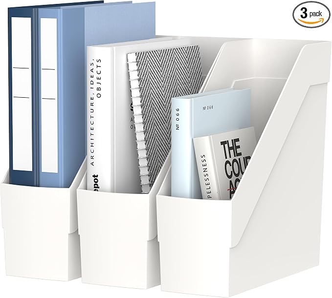 Delifox 3 Pack Magazine Rack, Plastic File Folder Bin Desk Organizer by Delifox