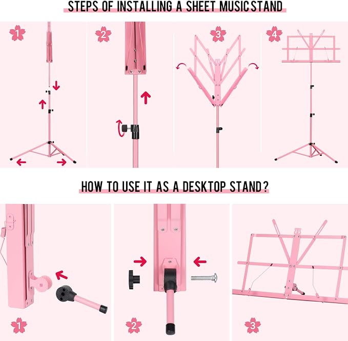 CAHAYA Portable Sheet Music Stand: Dual Use Desktop Book Holder Folding - Image 5