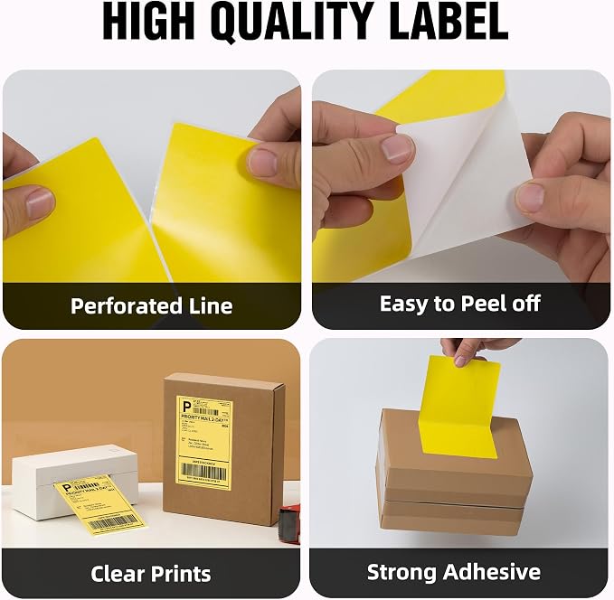 4"x6" Yellow Direct Thermal Labels, 500 Fanfold Shipping & Address Label Paper - Image 4