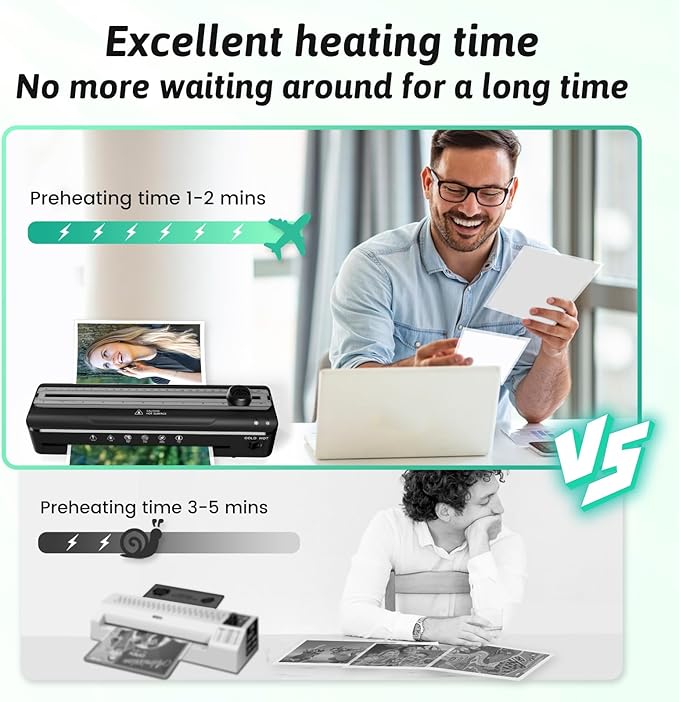 Laminator Machine 9 Inch Laminating Machine - A4 Cold Thermal Laminator Machine with Laminating Sheets, 8.5 x11 Personal Laminators for Teachers 90s Warm up, A4/A5/A6 Laminators for School Home-DeskLoop Office