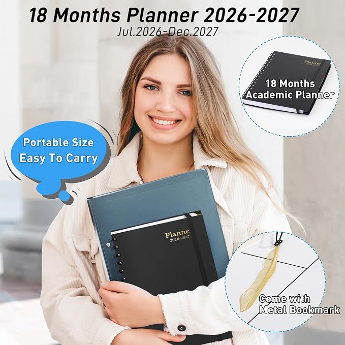 Daily Planner 2026-2027, 18-Month Weekly and Monthly Calendar Planner, July - Image 2