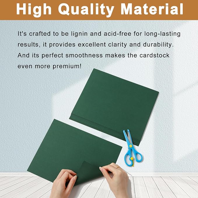 Silunkia 100 Sheets Dark Green Cardstock 8.5 x 11 Crafting Paper, 200gsm/75lb - Image 4