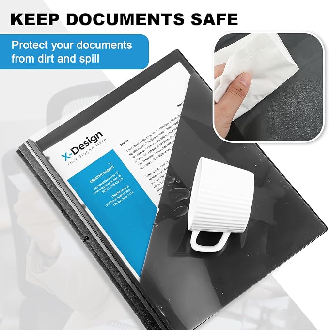 Teling Clear Report Cover with 3 Prongs, Plastic Report Presentation Folders 90 - Image 5