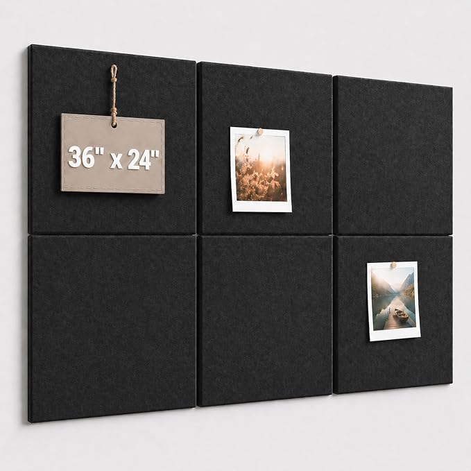 Felt Bulletin Board Tiles, Large Cork Board Alternative, 24 x 36 in | 0.35 in by CreateYourIdealSpace