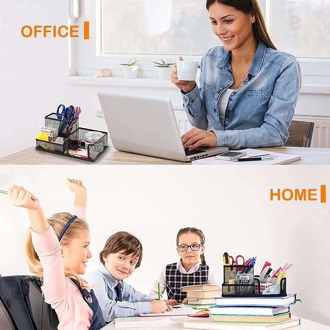 Moonlik Mesh Pen Holder Desk Organizer Set, Pencil Storage Holder - Image 5