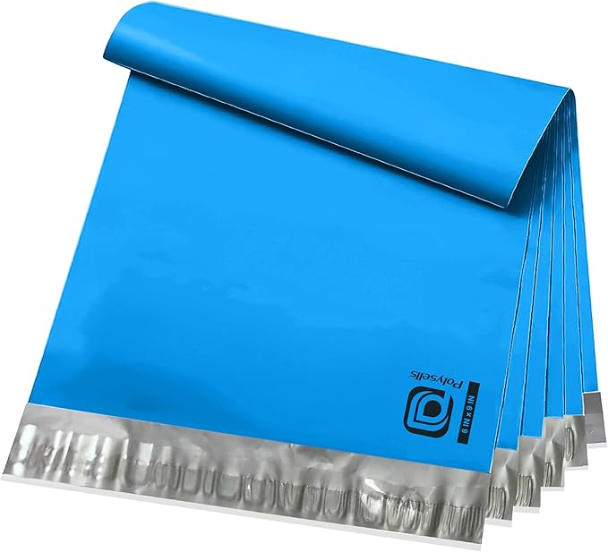 POLYSELLS 100 pcs 6x9 Inches Blue Poly Mailers Shipping Envelopes, Strong by POLYSELLS