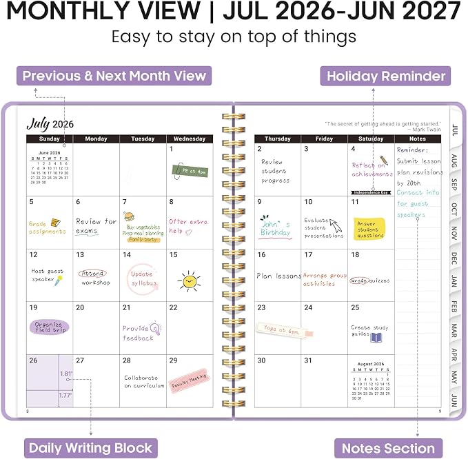 8.5" x 11" Academic Planner 2026-2027, Weekly & Monthly Calendar Planner Book - Image 2