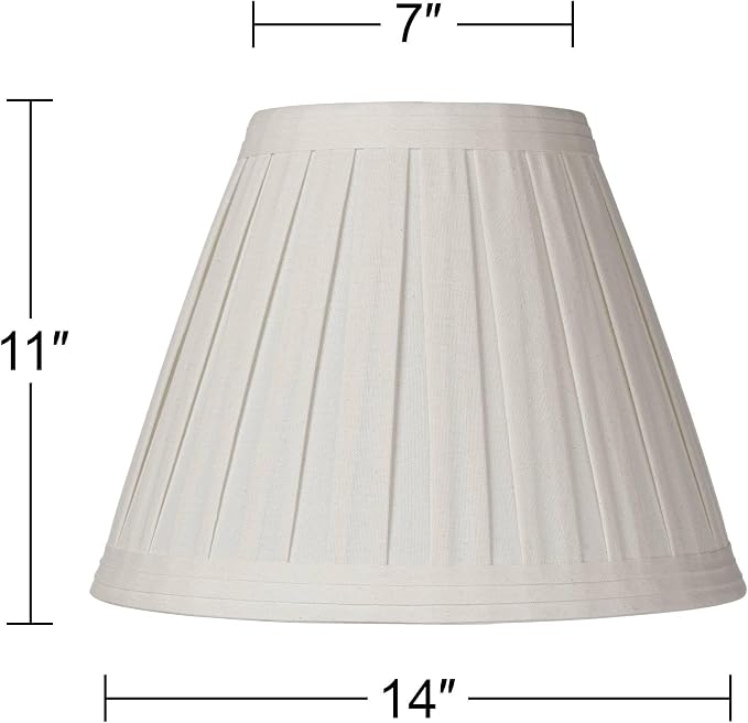 Creme Linen Large Box Pleat Lamp Shade 7" Top x 14" Bottom x 11" High - Image 4