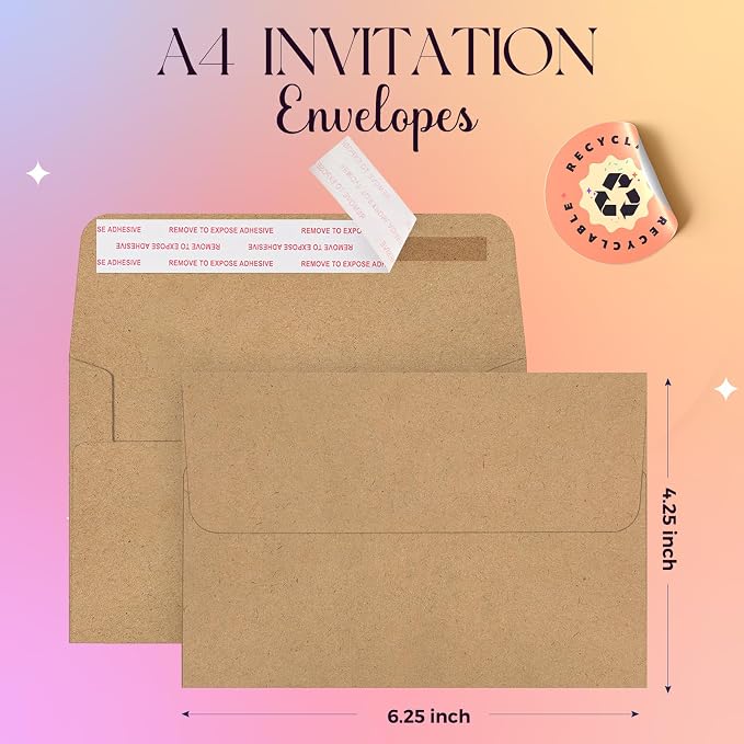 ACSTEP 100Pack A4 Envelopes 4-1/4 X6-1/4 Inch Self Seal Brown Kraft 4X6 - Image 2