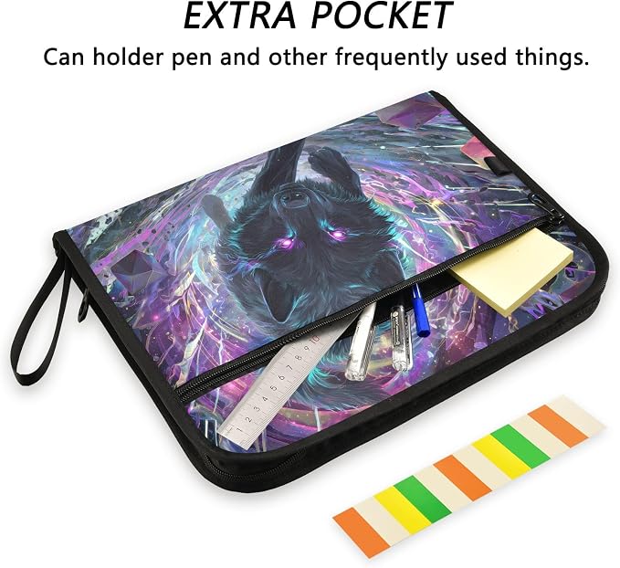 Expanding File Folder Black Wolf Purple Eyes Galaxy Accordion File Organizer 13 - Image 6