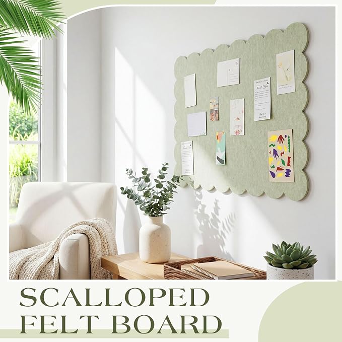 Mooliwe Scalloped Felt Bulletin Board Foldable Pin Cork Board Alternative - Image 6