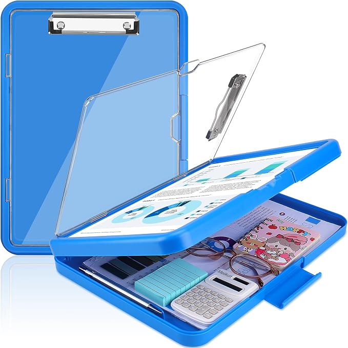 Meiikun Clipboard with Storage, Clip Boards 8.5x11 with Dual Storage, Plastic by Meiikun