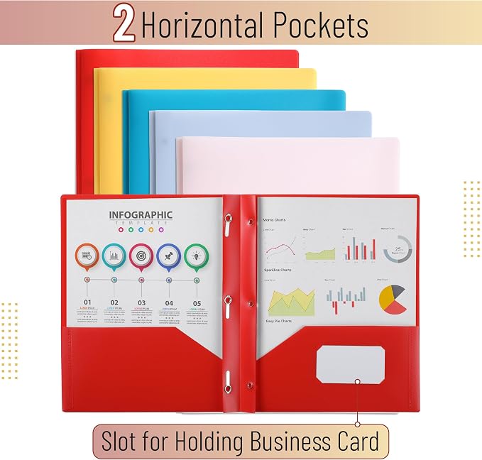Mr. Pen- Plastic Folders with Pockets and Prongs, 15 Pack, Letter Size | - Image 3