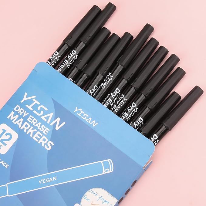 YISAN Black Dry Erase Markers Ultra Fine Tip, 0.7mm Extra Fine Point, Low Odor - Image 6