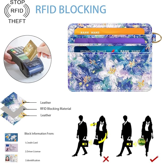 Slim Minimalist Front Pocket RFID Blocking Credit Card Holder Small Wallet Cute - Image 4