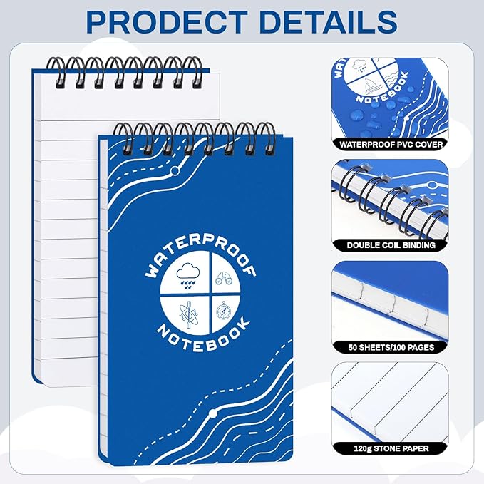 Thboxes 6-Pack Waterproof Pocket Notebook, All-Weather Pages, Smooth Writing - Image 5