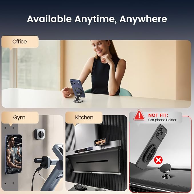 Foldable Double Sided Ring Magnetic Phone Grip & Kickstand, Finger Loop Strap - Image 9