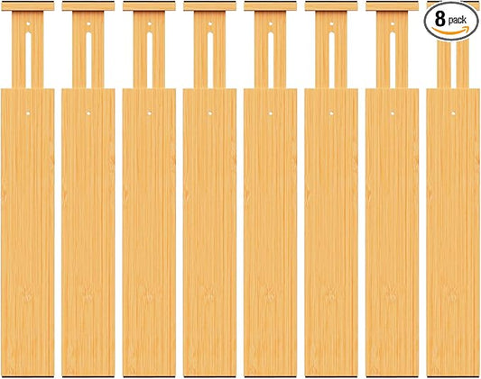 BAMBUROBA Bamboo Drawer Dividers, Adjustable Expandable Drawer Organization Separators - 17-22" for Bedroom, Bathroom, Dresser and Office - 8-Pack-DeskLoop Office