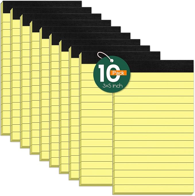 10 Pack Note Pads 3 x 5 Notepads, Small Notepad Pocket Size Notebook Scratch by NotePads