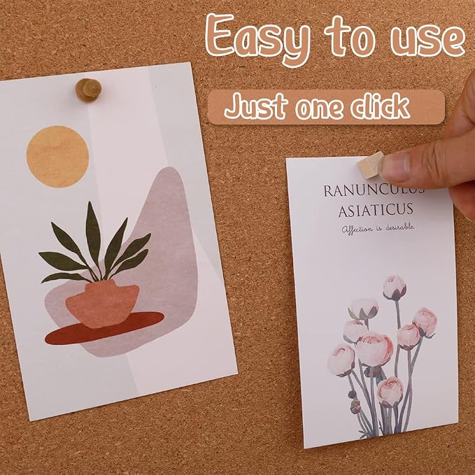TLKKUE 140 Pieces Push Pins, 5 Style Wood Push Pins Decorative Thumb Tacks - Image 5