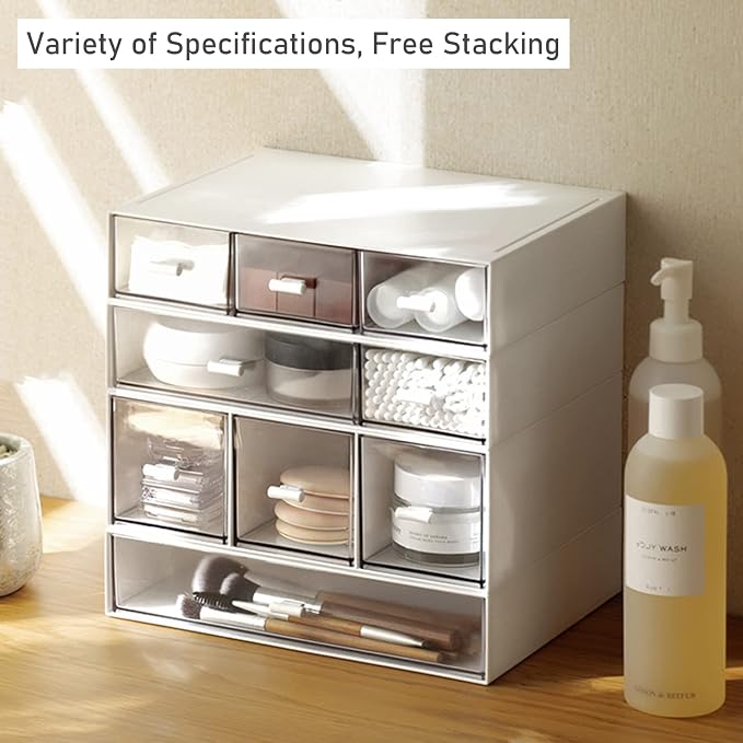 Desk Organizer with Drawers Stackable Storage Drawers, Plastic Compact Desk - Image 6