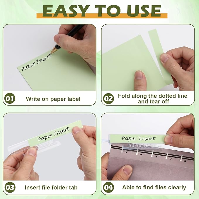 100 Pcs Hanging File Folder Tab Inserts 4 Inch Colored Blank File Tab Hanging - Image 4