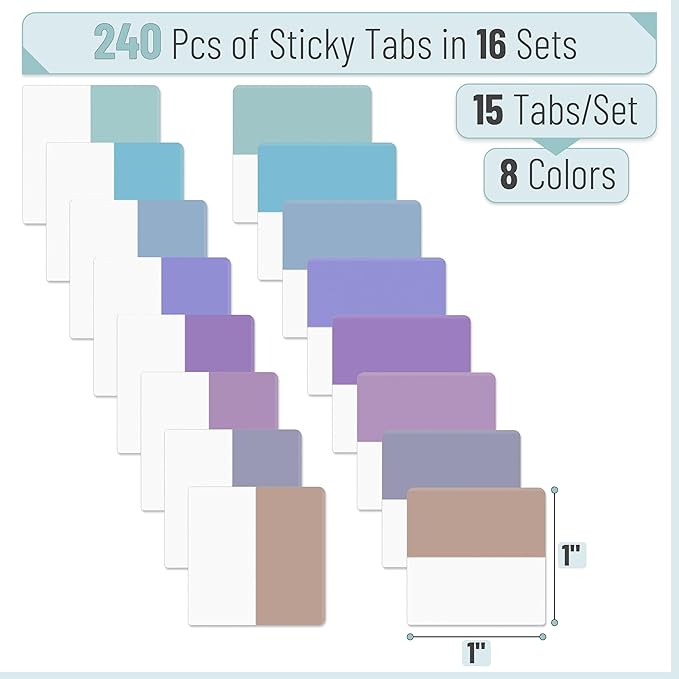 Mr. Pen- Sticky Index Tabs, 240 Pcs, Pastel Sticky Tabs for Notebooks, Page Markers, Page Tabs for Binders, Page Tabs Sticky Tabs for Books, Notebook Tabs, Book Sticky Tabs for Notebooks-DeskLoop Office