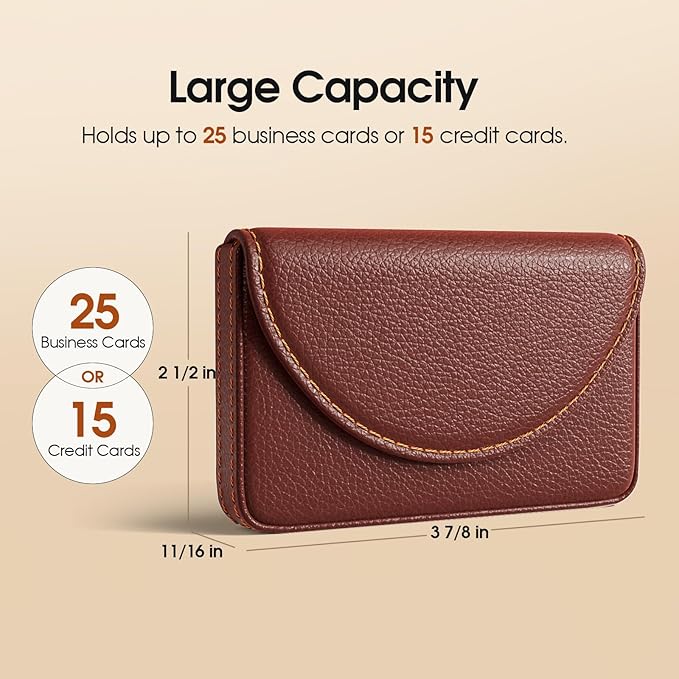 MaxGear Business Card Holder Case, PU Leather Business Card Case, Coffee | - Image 4